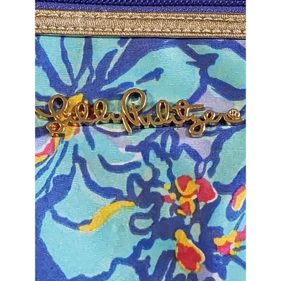 Lilly Pulitzer Blue Mai Tai  Makeup Cosmetic Travel Bag Pouch Nylon Zip Top - Picture 3 of 10